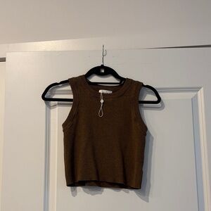 Sadie and Sage new sz lg Brown Sleeveless Crop  sweater top